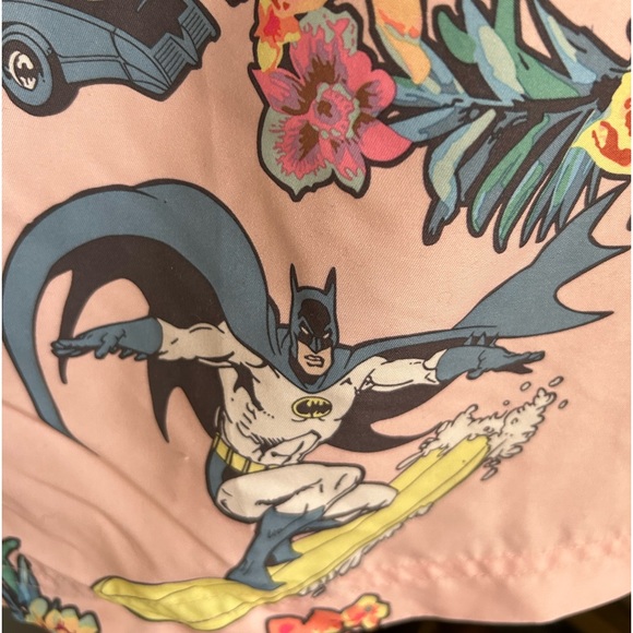 Batman Robin Pink Hawaiian Bathing Suit Shorts Swim Trunks Size L - Picture 7 of 7